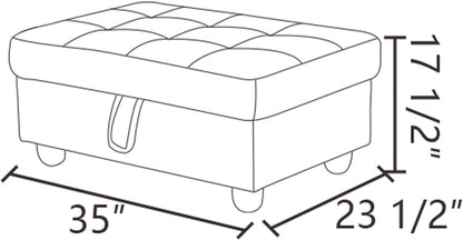 Ottoman Rectangular Storage Ottoman Bench, Flannel Footrest Stool Footstool with Lid for Living Room, Bedroom, Entryway, Light Gray, 35"x23.5"x17.5"