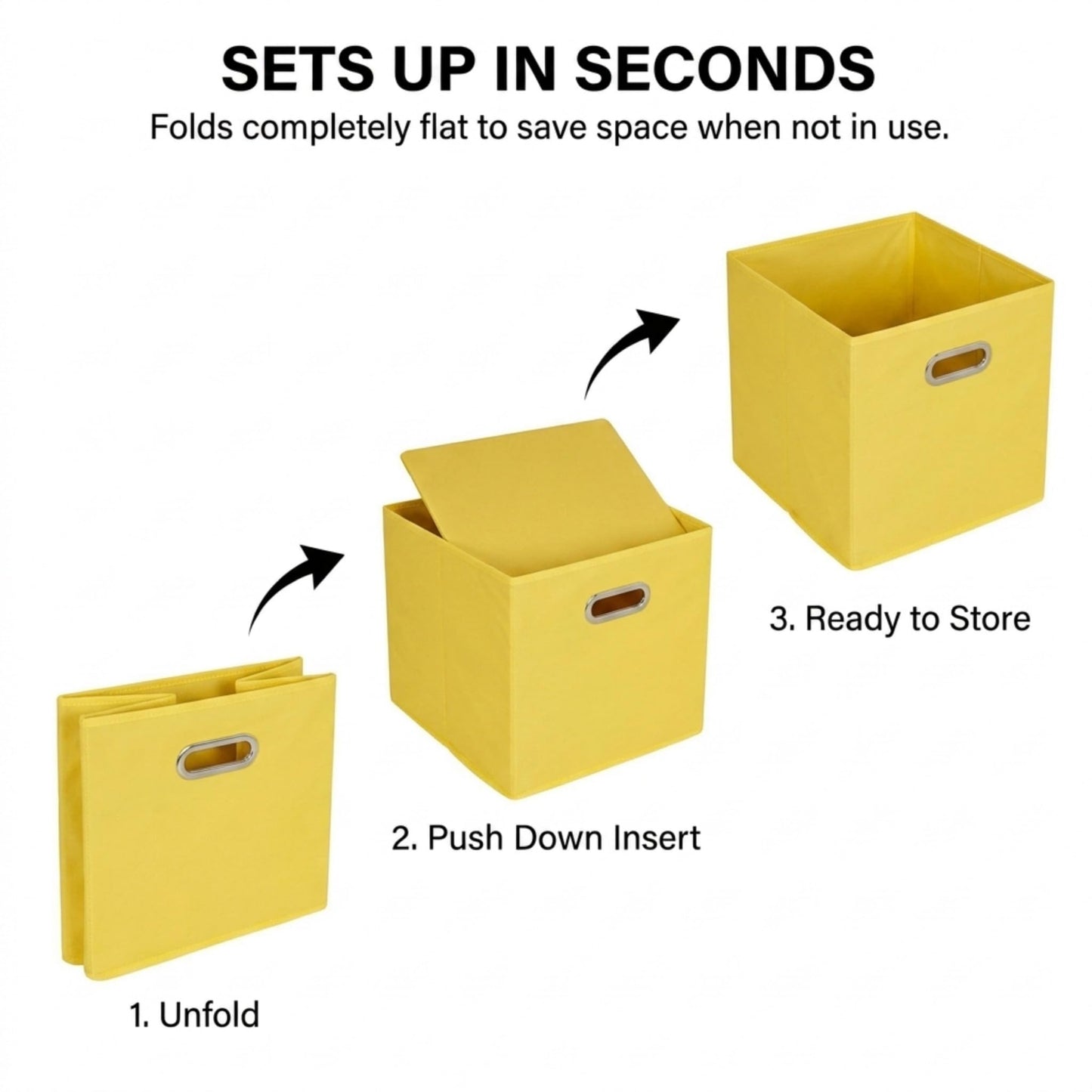 Household Essentials 6 ct Open Fabric Cube Storage Bins, Golden Yellow