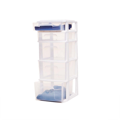 HOMZ 2-Pack Drawer Tower, 5-Tier Clear Plastic Storage Organizer Unit, White Frame - Multi-Purpose