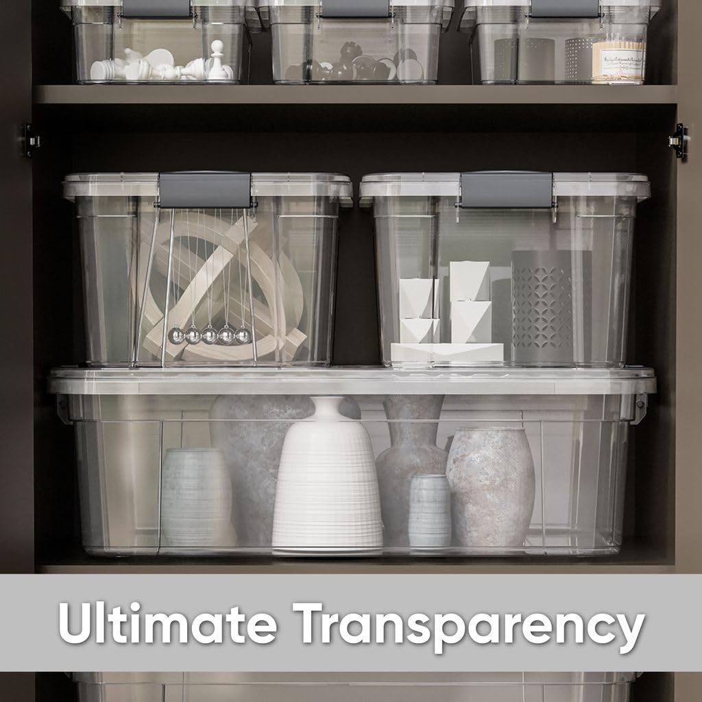 Superio Clear Storage Boxes with Lids, 8.75 Quart Plastic Container Bins for Organizing, Stackable