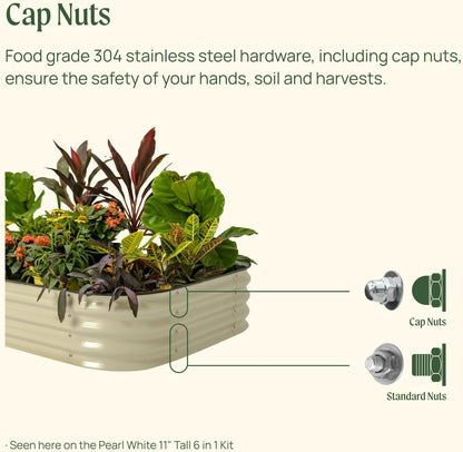 Vego garden 11" Tall 42" Round Raised Garden Bed Metal Raised Bed Planter Box for Vegetables Flowers Patio, Pearl White