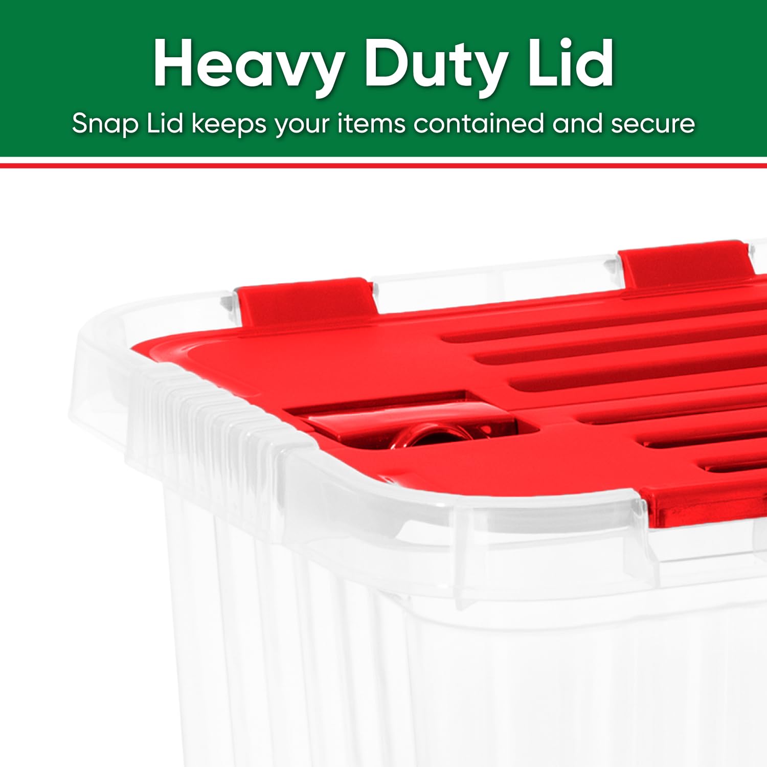 Superio Red Storage Box with Red Hinged Lids, Plastic Container Bins for Organizing with Attached