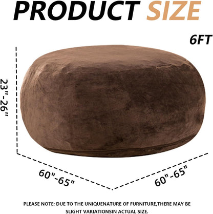 6FT,Oversized Bean Bag Chairs for Adults,Giant beanbag with Filler Included，Fluffy Memory Foam,Soft and Comfy Corduroy Fabric,Gaming Chairs Suitable for Living Room and Bedroom (Coffee Color, 6 Foot)