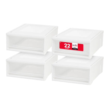 IRIS USA 4-Pack, 22 Qt. Under Bed Storage Drawer Organizer, White