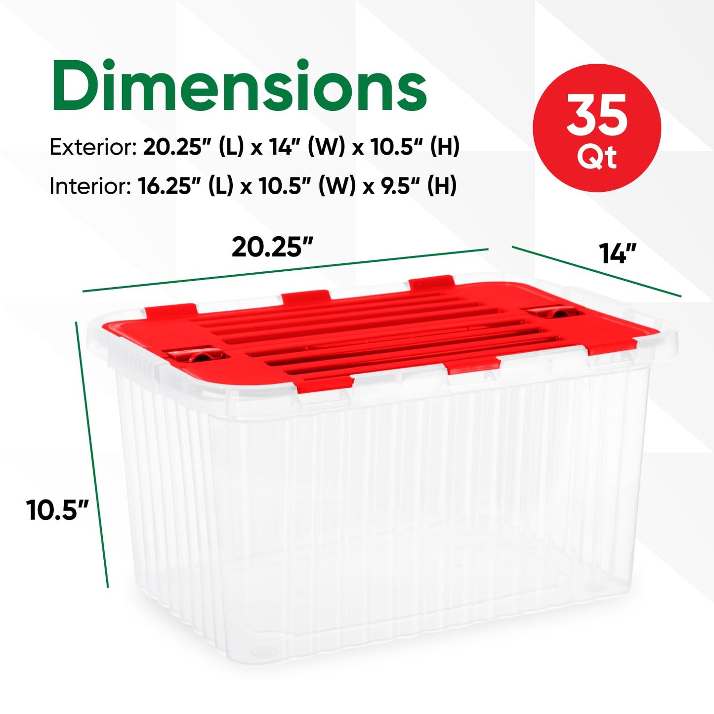 Superio Red Storage Box with Red Hinged Lids, Plastic Container Bins for Organizing with Attached