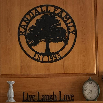 RealSteel, Tree of Life, Oak Tree Family Monogram, Custom Metal Signs, Personalized Wall Art, Split Letter Monogram, Metal Wall Decor, Last Name Sign, Family Name Sign, Dad Gift, Outdoor Garden Decor
