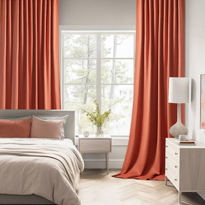 MIULEE Back Tab Burnt Orange Blackout Curtains 102 Inch Long 2 Panels Set for Bedroom, Fall Terracotta Rod Pocket/Pinch Pleated Thermal Insulated Room Darkening Light Blocking Floor to Ceiling Drapes