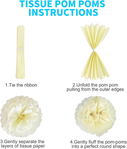 Blue Party Streamers Decorations Paper Pom Poms Fringe Backdrop for Wedding Decor, Birthday, Bachelorette, Baby Shower, Party Backdrop