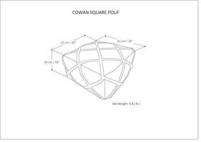 SIMPLIHOME Cowan Boho Square Pouf in Blue, Natural Handloom Woven for the Living Room, Bedroom and Kids Room