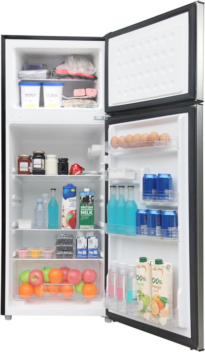 Frigidaire, 2 Door Apartment Size Refrigerator with Freezer, 7.5 cu ft, Adjustable Spill-Proof Shelves, Door & Crisper Bins, Platinum Silver, Garage Ready