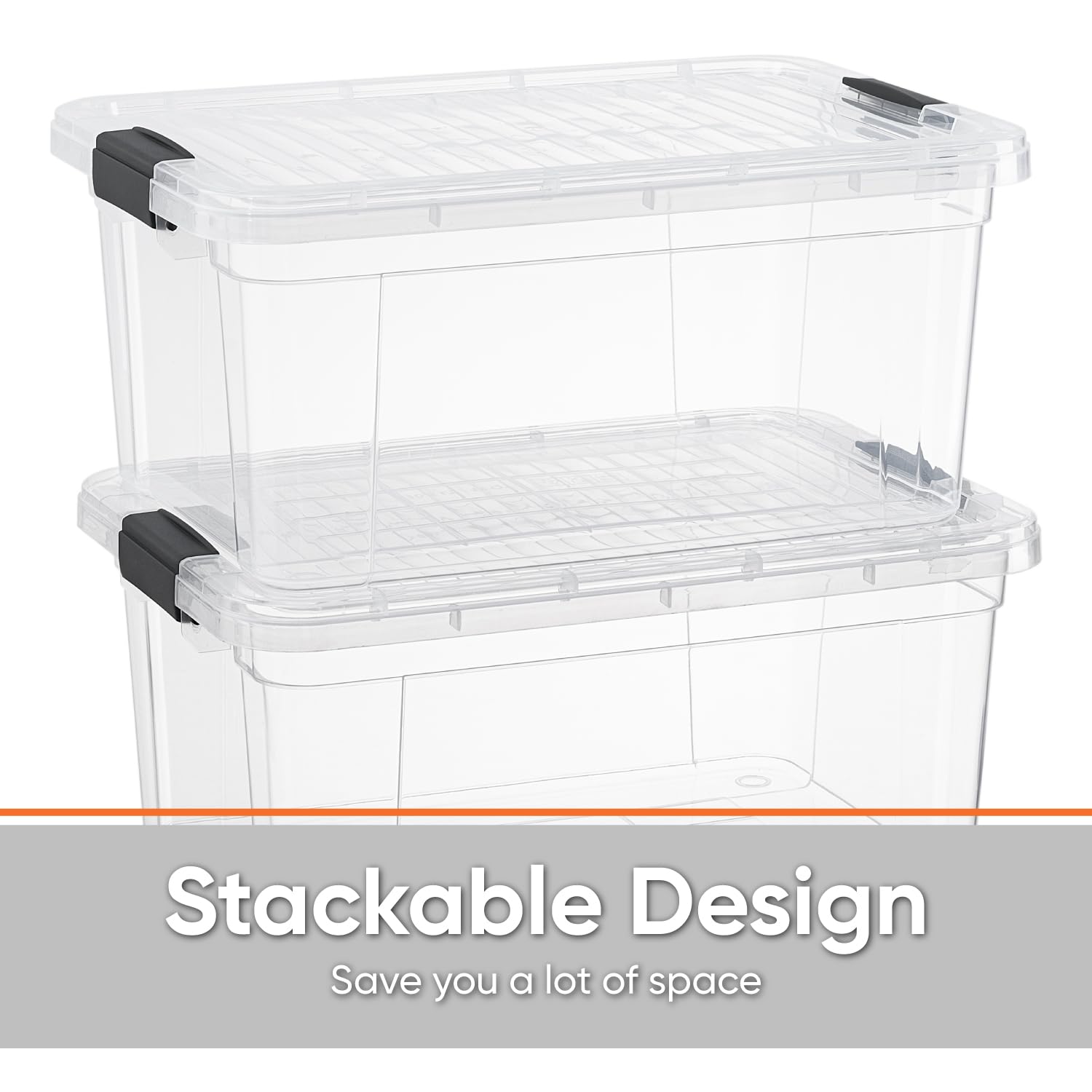 Superio Clear Storage Boxes with Lids, 20 Quart Plastic Container Bins for Organizing, Stackable