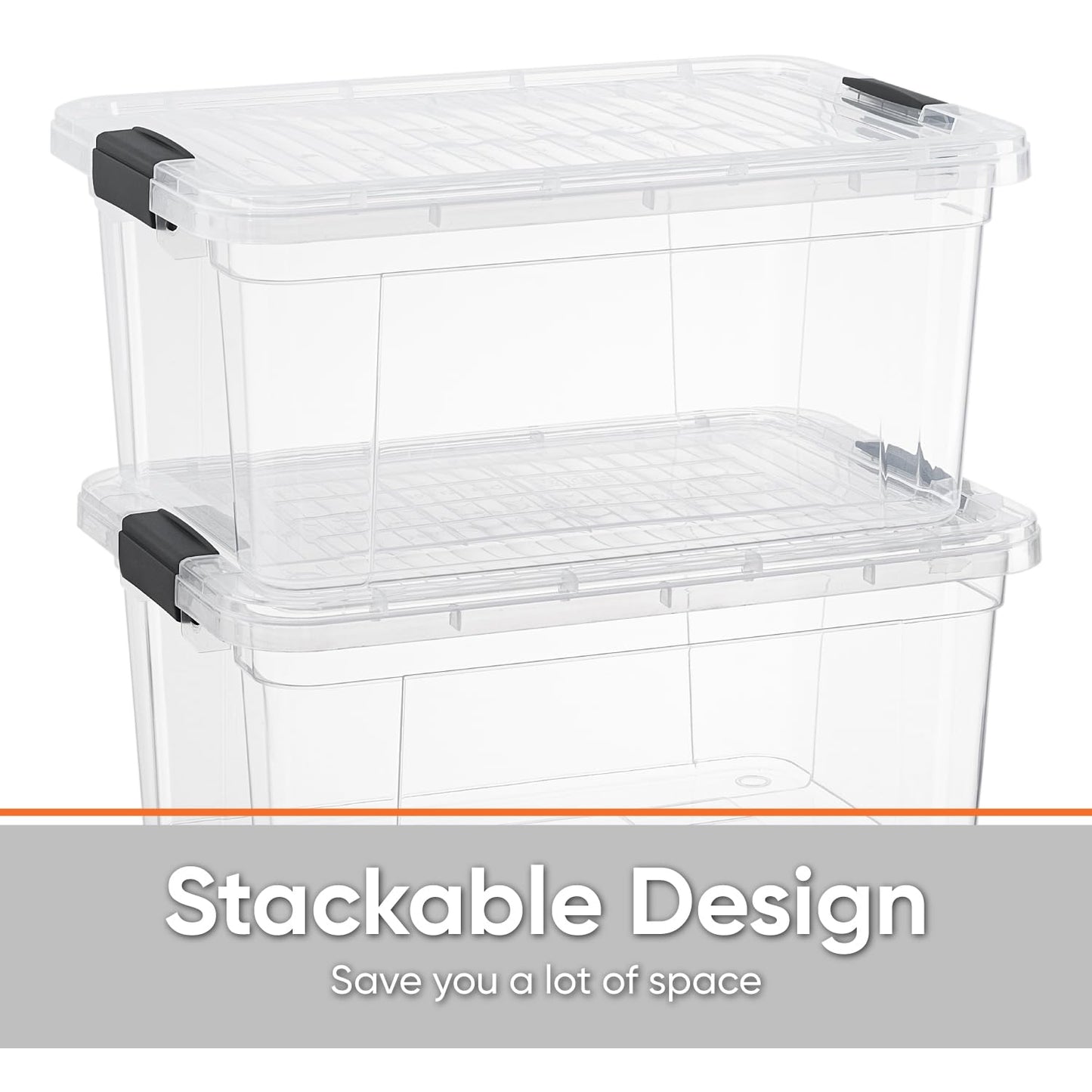 Superio Small Clear Storage Box with Lid, 11 Quart Plastic Container Bins for Organizing, Stackable