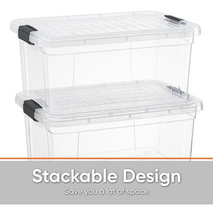 Superio Small Clear Storage Box with Lid, 11 Quart Plastic Container Bins for Organizing, Stackable