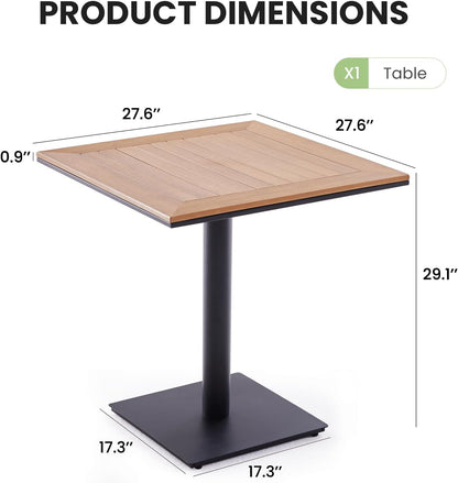 Soohow Patio Furniture Table, Square Plastic Wooden Top Outdoor Furniture Table for Lawn, Deck, Backyard, Poolside