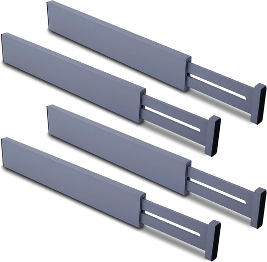 Utoplike 4 PCS Bamboo Kitchen Drawer Dividers(Fits 15"-17.7" Drawer Inner Size), Adjustable Drawer Organizers for Socks, Spring Loaded, Works in Drawer for Bedroom, Dresser