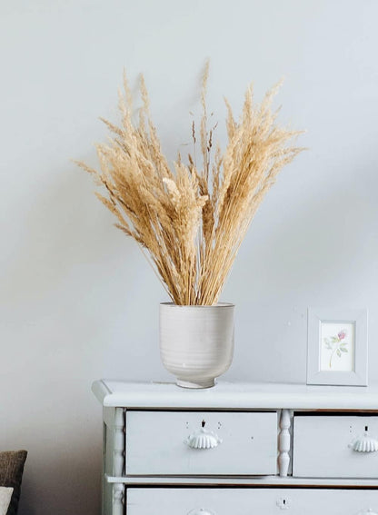 Serene Spaces Living Large Glazed Ceramic Pedestal Bowl- Centerpiece for Vintage Weddings, Events, Measures 7" Tall and 6.5" Diameter