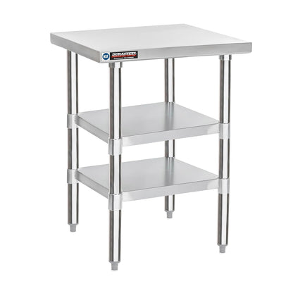 DuraSteel Food Prep Stainless Steel Table - 24 x 24 Inch Commercial Metal Workbench with Adjustable Under Shelf - NSF Certified - for Restaurant, Warehouse, Home, Kitchen, Garage