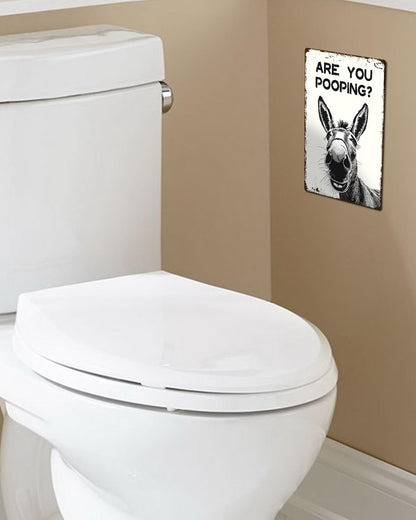 ALKB Funny Donkey Are You Pooping Metal Signs Vintage Farmhouse Bathroom Wall Decor Donkey Lovers Gift 8 x 12 Inch