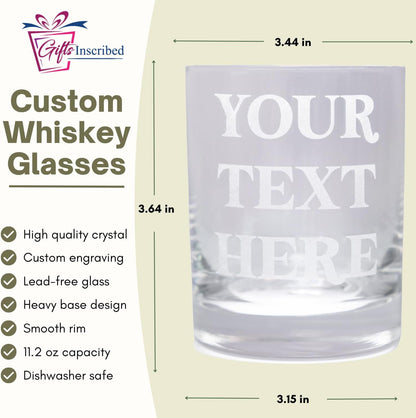 Gifts Inscribed Personalized Whiskey Decanter Set - Engraved Whiskey Decanter Bottle & Set of 4 Custom Drinking Glasses Laser Etched - Customized Whiskey Gift for Wedding, Anniversary, Birthday, Dad