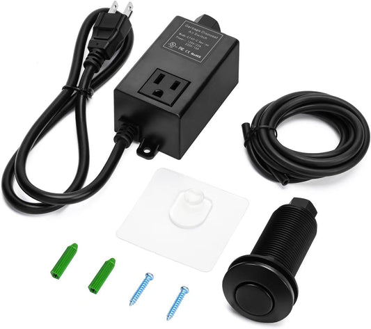 Garbage Disposal Air Switch Kit for SinkTop Waste Disposal with Stainless Steel Black Long Air Button by Briidea