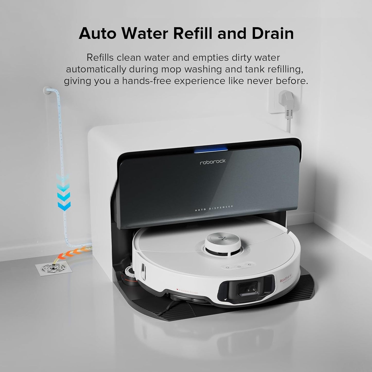 roborock S8 MaxV Ultra with Refill & Drainage System Robot Vacuum and Mop, FlexiArm Design, Auto Mop Washing&Drying, 10000Pa Suction, Obstacle Avoidance, 20mm Auto Mop Lifting, Smart Dirt Detection
