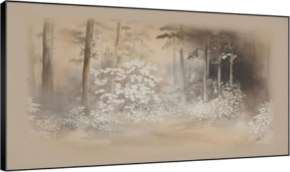 SIGNWIN 30"x60" Extra Large Framed Wall Art Misty Forest in Sepia Tones, Watercolor Woodland Landscape for Home Living Room Bedroom Decor (Frame Assembly Required)