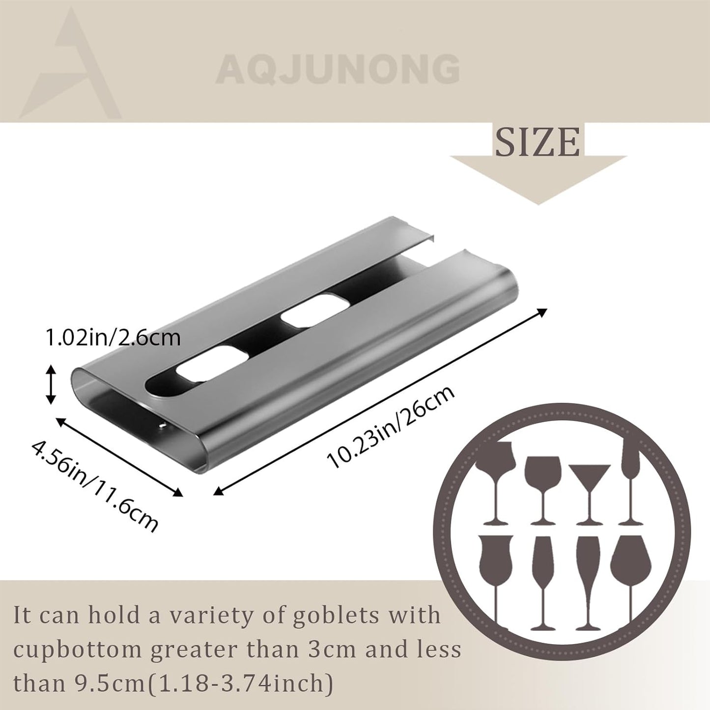 4Pack Wine Glass Rack, Punch-free Stemware Rack for Kitchen and Bar (Grey)