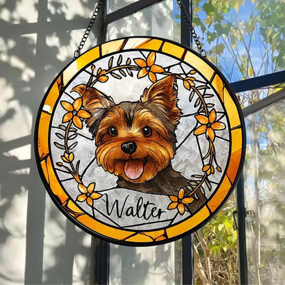 Custom Pet Portrait Glass Wall Hanging, Personalized Dog and Window Display, Unique Gift for Pet Owners