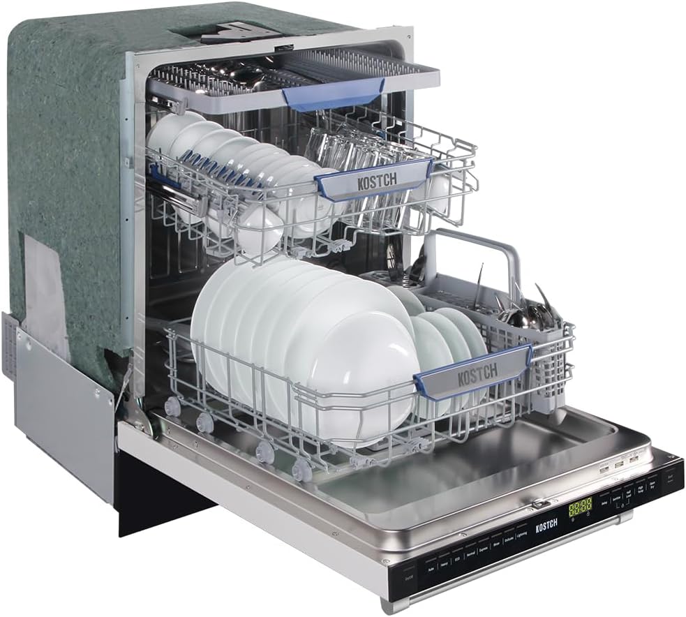 Large Capacity 24 inch Top Control Built-In Dishwasher with Third Rack ??ENERGY STAR Certified, 47-dBA Ultra-Quiet, Stainless Steel (White)