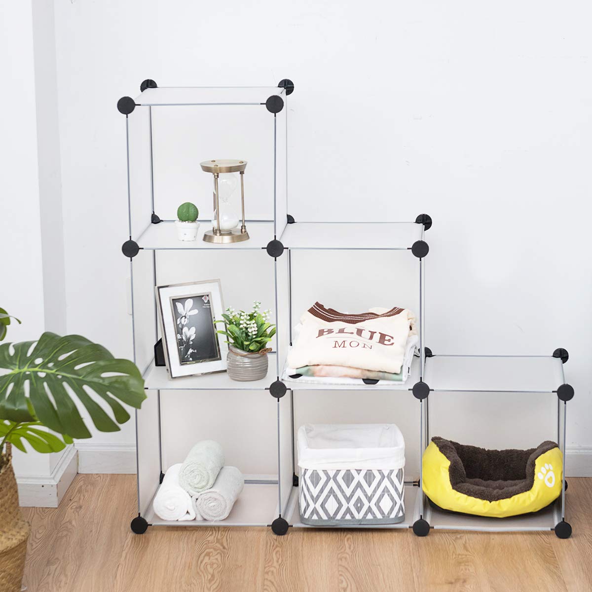 Tangkula 6 Cubes Storage Organizer, DIY Plastic PP Closet Cabinet w/Rustproof Steel Frame, Portable
