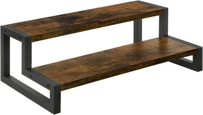 YINMIT Tiered Display Stand Riser Shelf, Wooden Spice Rack Organizer for Countertop, 2 Tier Kitchen Counter Shelf