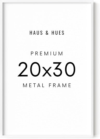HAUS AND HUES 20x30 White Picture Frame - White 20x30 Frame Aluminum, Vertical & Horizontal Hanging, Shatterproof Plexiglass - Ideal for Home, Room, Office Decor (20x30 in, White)