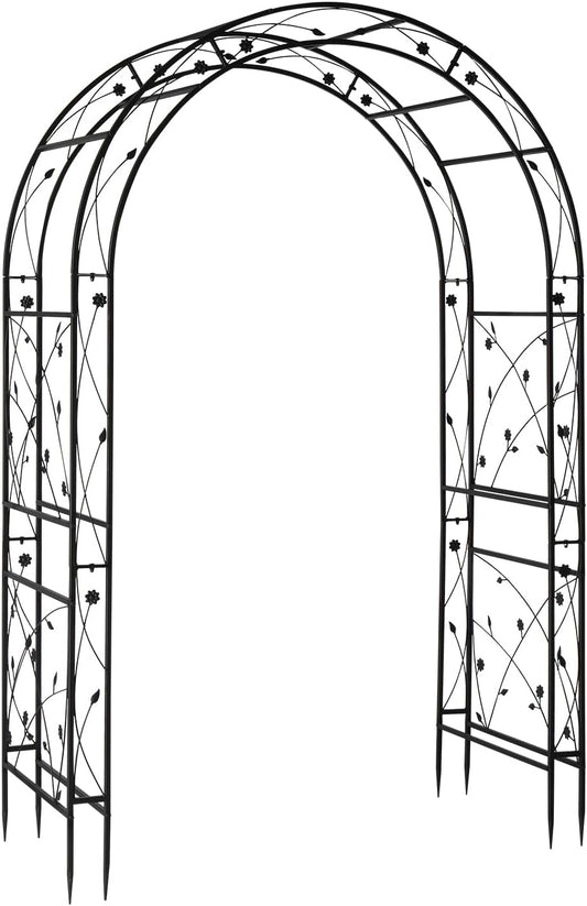 VINGLI Garden Arbor, Arch for Wedding Ceremony Party, Christmas Garden Decor Steel Garden Trellis for Plant Climbing, Pergola for Garden, Backyard, Lawn (Black-59x84)