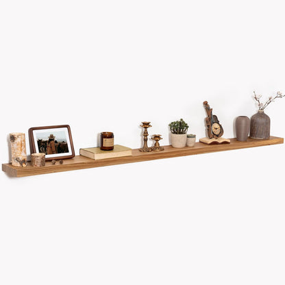 72" Floating Shelves for Wall, Rustic Elm Wood Floating Shelf for Home Decor, Wall-Mounted Display Shelves with Heavy-Duty Bracket, Long Floating Shelf for Bathroom, Kitchen, Natural Color