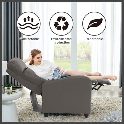 BestMassage | Recliner Chair | No Massage Function | Pu Grey | with Lumbar Support, Adjustable Push Back, Wide Armrests, Footrest & Padded Seat | Easy Assembly | for Living Room, Home Theatre
