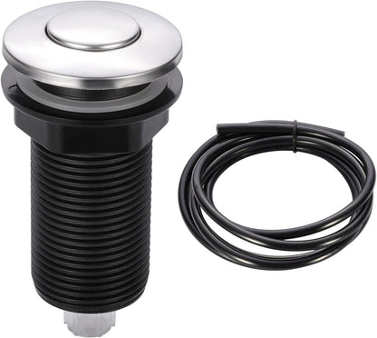 RQYEKDO Garbage Disposal Air Switch Kitchen Sink Top Long Stainless Steel Polished Nickel Long 2.5" for Food and Waste Disposal On/Off Air Button Parts Polished