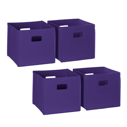 RiverRidge Folding Storage Bins - 4-pack of 10in Tall Dark Purple Cubes