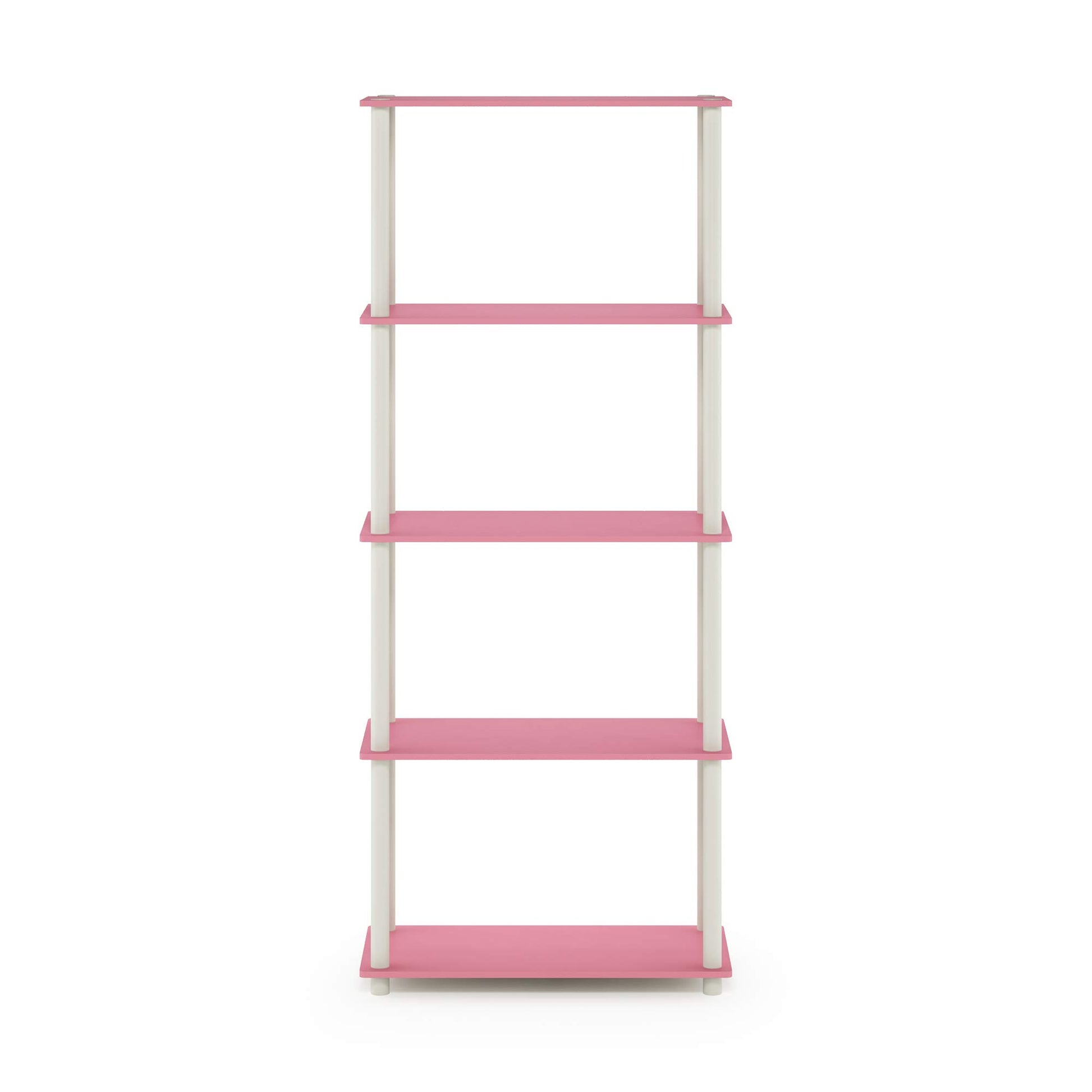 Furinno TURN-N-TUBE Storage Shelves, 5-Tier Book Shelf, Corner Shelf, Toolless Open Shelves, for