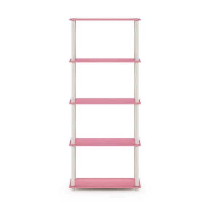 Furinno TURN-N-TUBE Storage Shelves, 5-Tier Book Shelf, Corner Shelf, Toolless Open Shelves, for