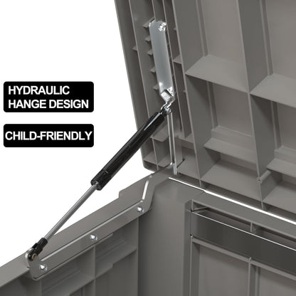 120 Gallon Deck Box,Resin Outdoor Storage Box with Lockable for Patio Furniture, Pool Accessories, Garden Tools Waterproof Outside Storage Box, Grey