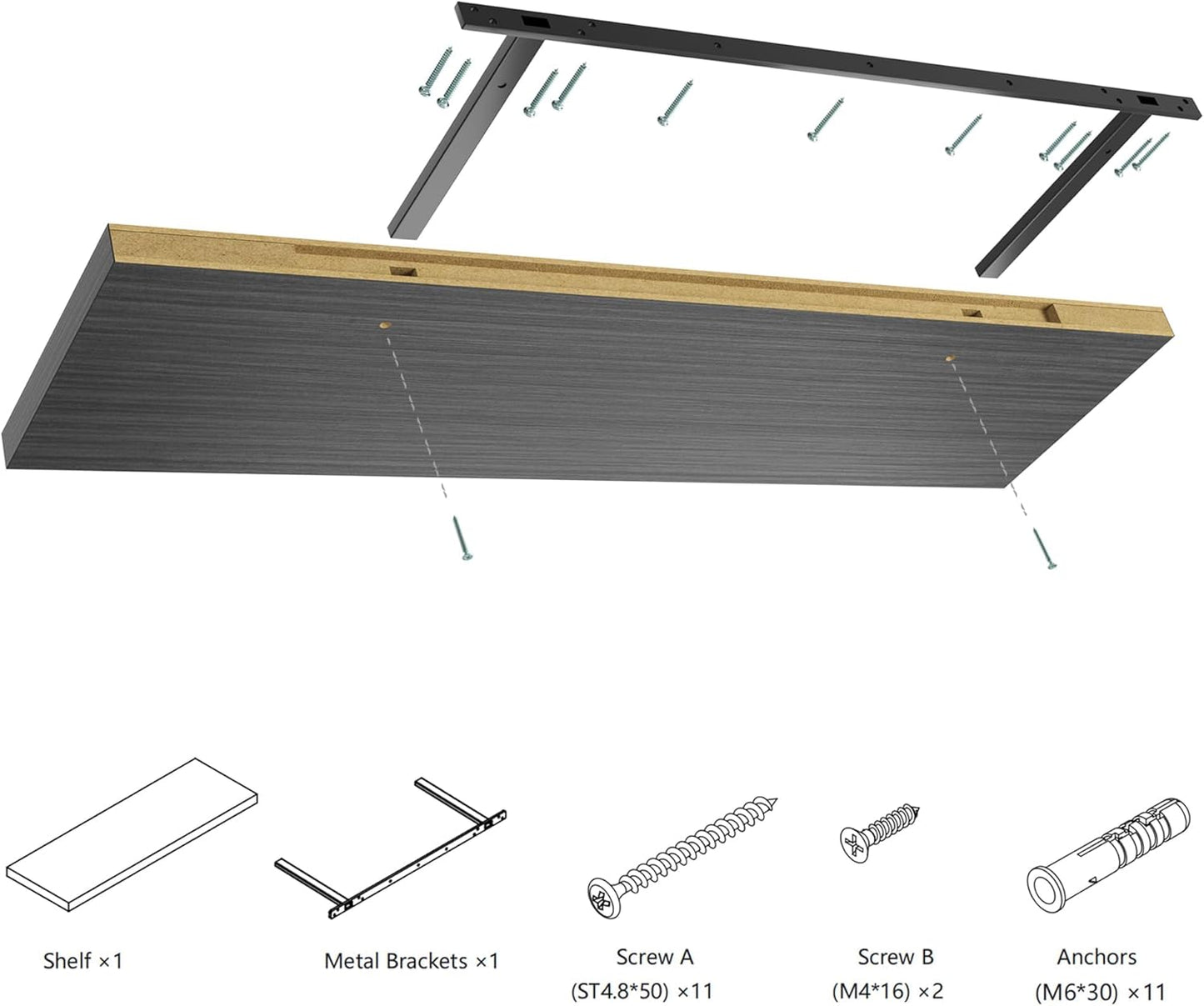 Wall Shelf Set of 2,Dark Wood Floating Shelves 36 in W x 10 in D x 1 in H, Wooden Floating Wall Shelf with Invisible Brackets for Living Room/Bedroom/Bathroom/Kitchen Storage and Decor