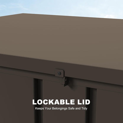 PURPLE LEAF Outdoor Deck Box 160 Gallon Waterproof Lockable Storage Box Container with Lid Deck Organization for Patio Cushions Side Table Pool Accessories Garden Tools, Brown