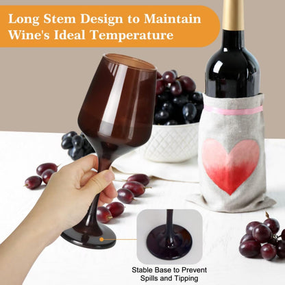 Colored Wine Glasses Set of 6-12oz Colorful Long Stem Wine Glass Cups, Multi Color Pretty Crystal Glassware, Hand Blown Goblets Drinkware, Unique Drinking Stemware Holiday Gift Set for Women