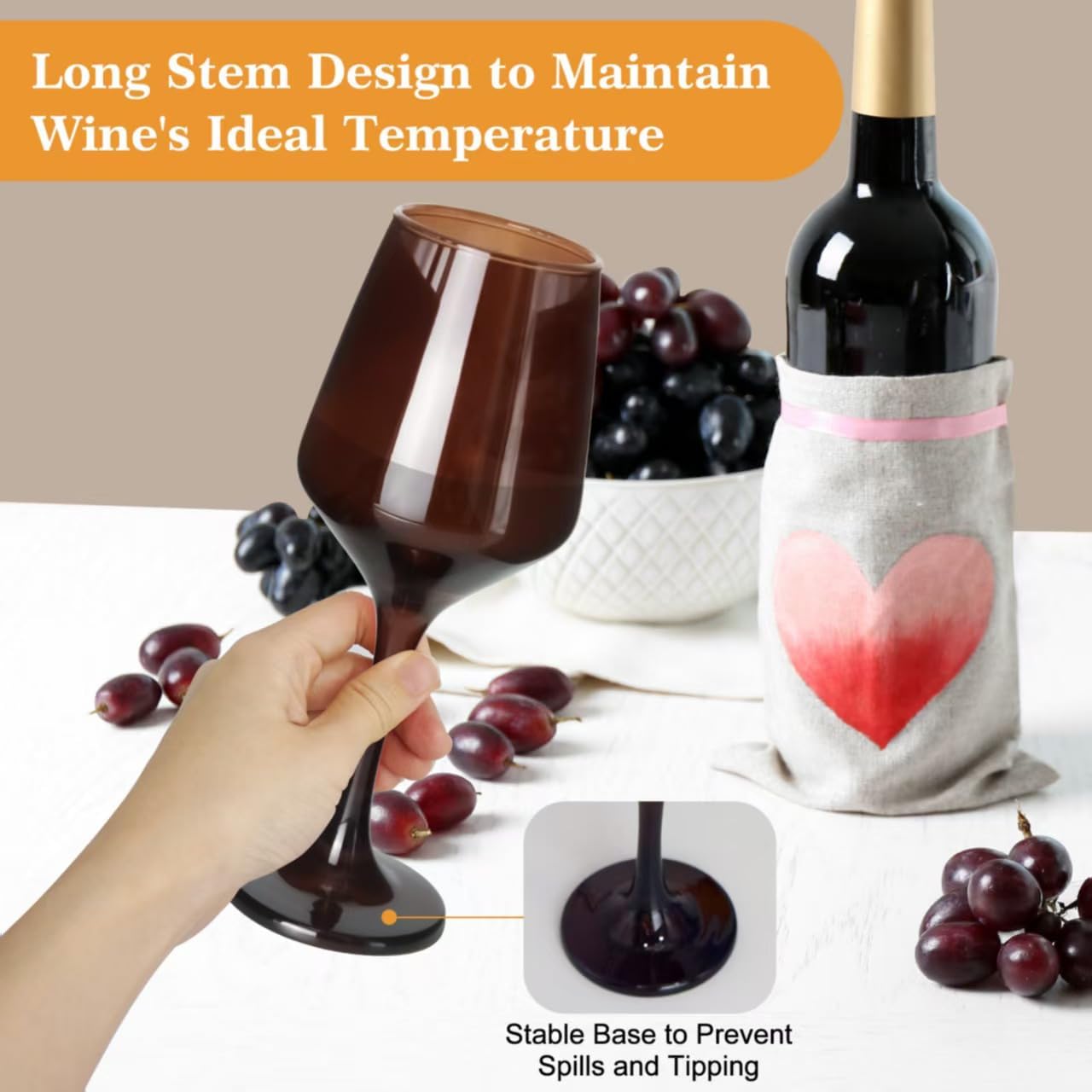 Colored Wine Glasses Set of 6-14oz Colorful Long Stem Wine Glass, Multi Color Pretty Crystal Glassware, Hand Blown Goblets Drinkware, Unique Stemware Wine Glass Holiday Gift Set