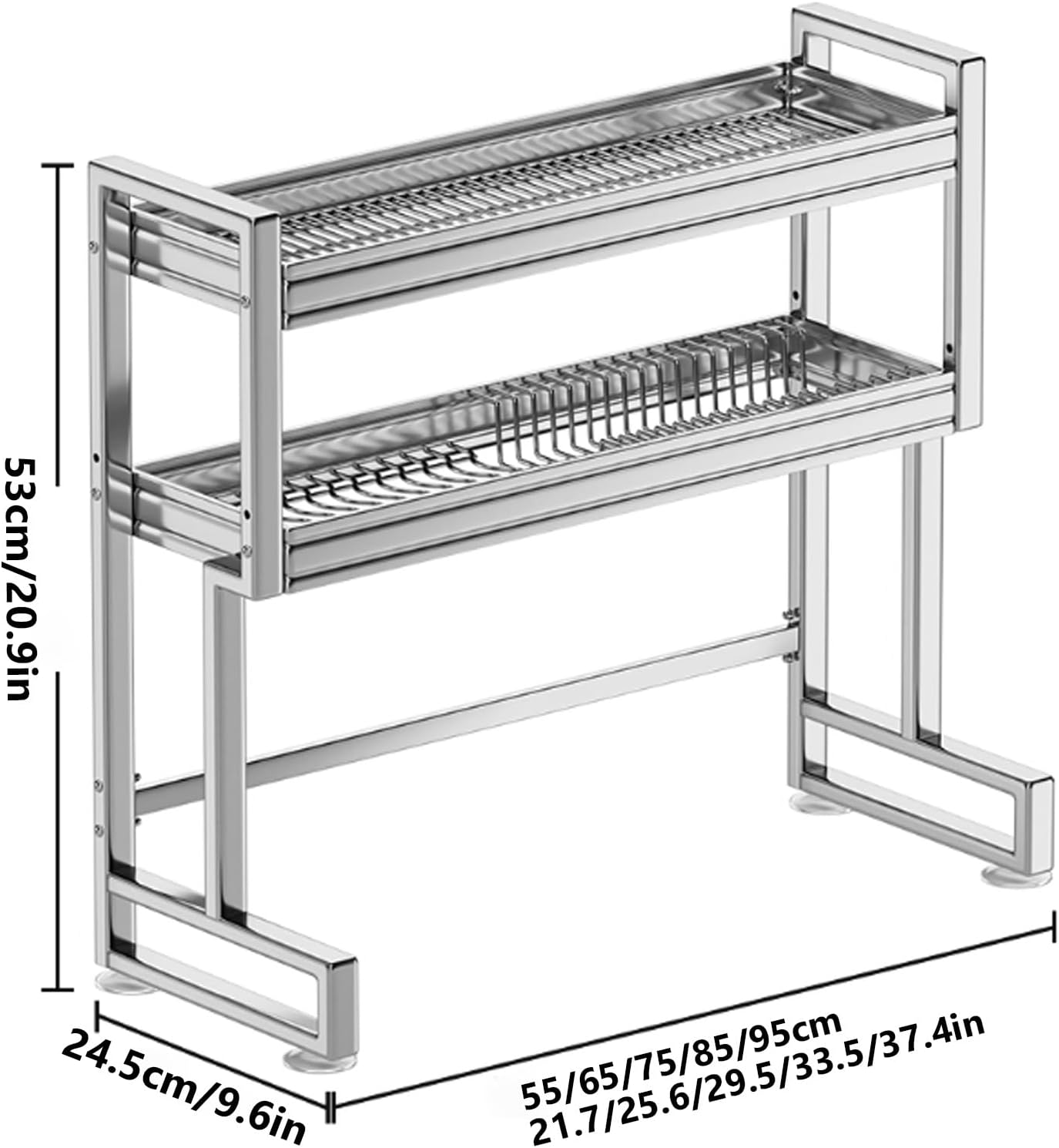 Kitchen Sink Rack Sink Above The Dish Drain Dish Washing Rack Stainless Steel Multifunctional Dish Storage Rack,Over The Sink Drying Rack for Dishes(2,65cm/25.6in)