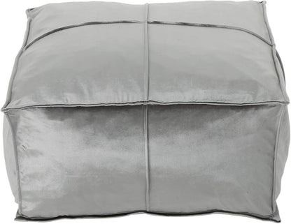 GDFStudio Modern Glam Velvet Square Pouf Ottoman Foot Stool - Bean Bag Floor Chair - Foot Rest Couch for Living Room Bedroom,Smoke,24" x 24" x 12"
