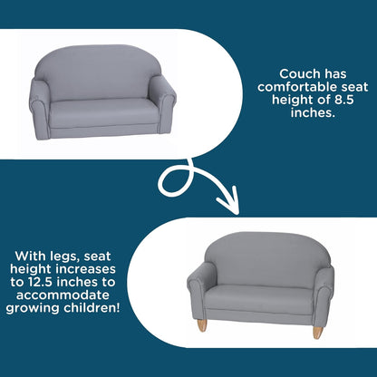 Children's Factory As We Grow Chair and Couch, Flexible Seating for Daycare or Preschool, Kids Reading Couch, Playroom Furniture, Gray