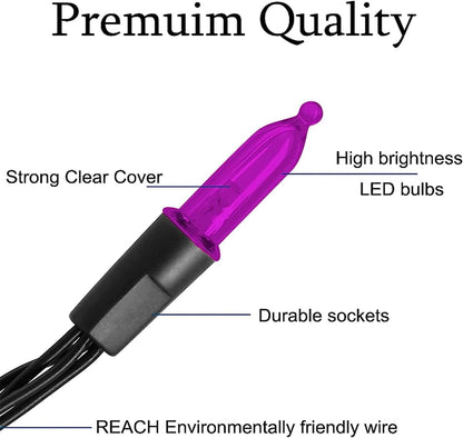 WATERGLIDE 50 LED Outdoor Halloween Lights, 16 FT Mini String Light with 8 Modes, Waterproof Battery Operated Tree Lights for Indoor Outdoor Patio Garden Party Wedding Decoration, Orange & Purple