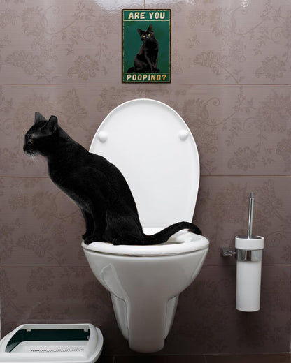 ALKB Funny Black Cat Sign Are You Pooping Metal Signs Black Cat Gift Vintage Bathroom Wall Decor 8 x 12 Inch