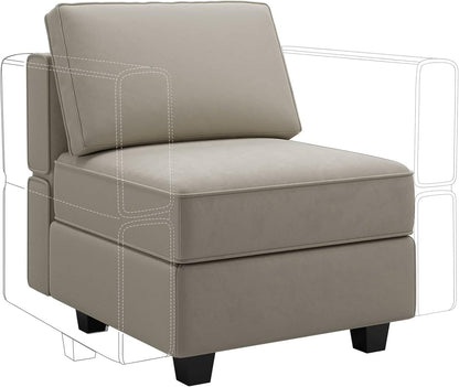 Belffin Modular Sofa Middle Module with Storage Accent Armless Chair for Modular Sectional Sofa Couch Velvet Grey
